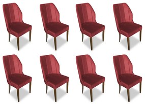 Kit 8 Cadeiras De Jantar Safira Suede Vermelho