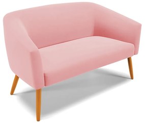 Namoradeira 02 Lugares Stella Suede Rosê Pés Palito Castanho - D'Rossi