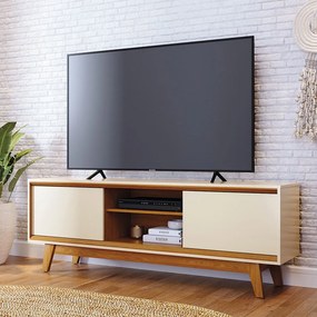 Bancada Decorativa Loser MDP Pintura UV 2 Portas Deslizantes até 65 Cinamomo/OffWhite G97 - Gran Belo