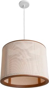 Pendente Madeira Castanho Com Palha Sintetica 40Cm Apollo