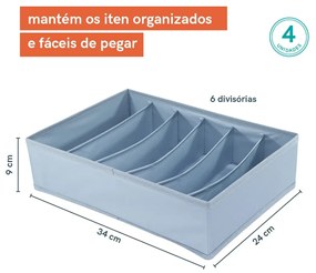 Organização Dobrável com 6 Divisórias Cinza Claro