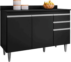 Conjunto Balcão de Cozinha com Tampo Pursat MDP/BP Preto G96 - Gran Belo