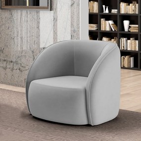 Poltrona Decorativa Sala de Estar Clarke Veludo Cinza G45 - Gran Belo