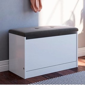 Sapateira Puff Cama Quarto Multifuncional Decoração Branco/cinza