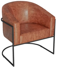 Poltrona Luiza Base de Ferro Preto Sintético Nozes - ADJ Decor