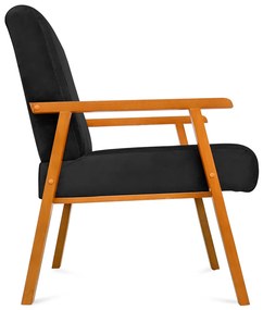 Poltrona Decorativa Alexa Braça de Madeira Suede Preto - Sheep Estofados