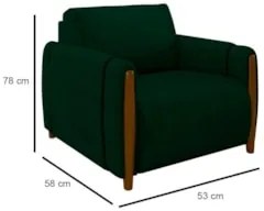 Poltrona Decorativa para Sala de Estar 98cm Amaranto Z32 Veludo Verde