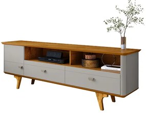 Rack Atenas Off White/Naturalle- Bechara Móveis