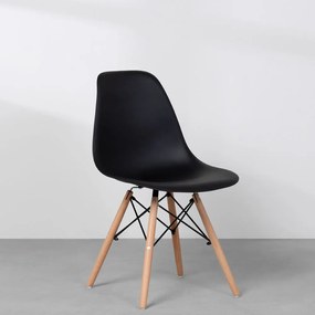 Cadeira Eames Eiffel Base Madeira - Preto