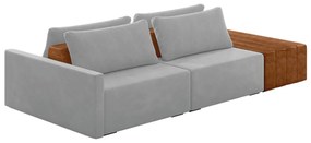 Sofá Ilha 2 Lugares Living 272cm Modulado para Sala Lary Veludo K01 - D'Rossi - Cinza