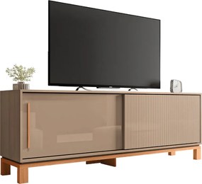 Bancada Átomo 179,4cm para TV até 65 com 2 Portas de Correr Ripadas MDP Sued/Freijo G11 - Gran Belo