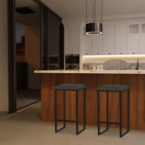 Kit 2 Banqueta Decorativa Billie Base Preta Suede Marrom G41 - Gran Belo