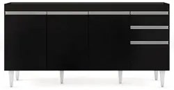 Balcão Gabinete 160cm Sem Tampo 4 Portas 2 Gavetas Arkansas Preto - Lu