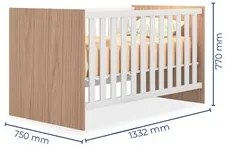 Berço Mini Cama Certificado pelo Inmetro Doce Sonho Carvalho/Branco -