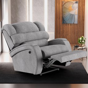 Poltrona do Papai Sala de Cinema Reclinável Kylie Power Elétrica Massagem USB Linho Cinza G23