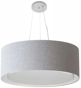 Lustre Pendente Cilíndrico Duplo Md-4126 Cúpula em Tecido 80x30cm Rustico Cinza - Bivolt