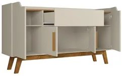 Balcão Aparador Buffet 4 Portas 1 Gaveta Future Off White/Cinamomo - B