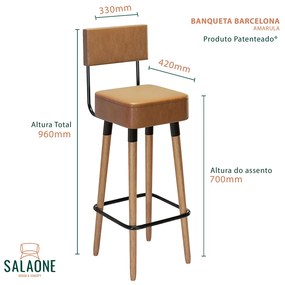 Kit 06 Banquetas Alta Barcelona Corano Caramelo Pés Palito - D'Rossi