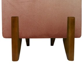 Puff Quadrado Evo Peach em Veludo com Pés Escandinavo - Rosa