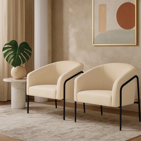 Poltrona Sala Industrial Alta Preto Kit 2 Stella Suede D03 - D'Rossi - Bege