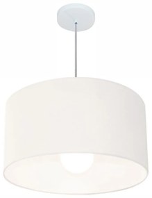 Lustre Pendente Cilíndrico Md-4069 Cúpula em Tecido 50x30cm Branco - Bivolt