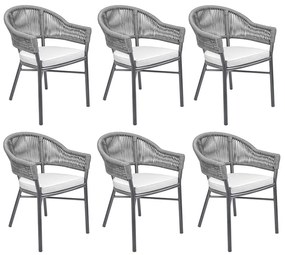 Kit 6 Cadeiras Área Externa de Alumínio Bear com Corda Naútica Grafite G56 - Gran Belo