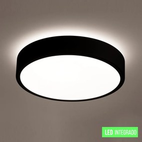 Plafon Luna Redondo Ø42X7Cm Led 32W Bivolt - Usina 19660/42 (PT - Preto Texturizado, 3000k)