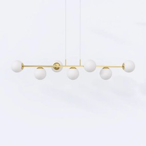 Pendente Jabuticaba Linear Long Retângular 26X20X120Cm Alumínio E Glob... (CHAMPANHE, FOSCO)