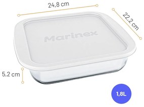 Assadeira Quadrada Com Tampa Plástica Marinex 1,8L