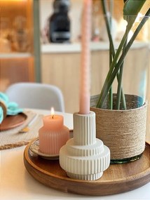 Castiçal Cerâmica Off White