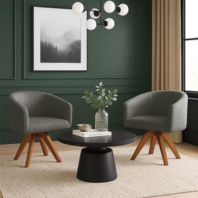 Poltrona Sala Base Giratória Madeira Kit 2 Arielle Suede Grafite D03 - D'Rossi