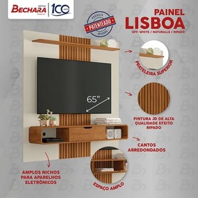Painel Lisboa Off White/Naturalle/Ripado – Bechara Móveis