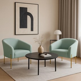 Poltrona Decorativa Pé de Ferro Dourado Kit 2 Stella Cotelê Ext/Veludo D03 - D'Rossi - Menta