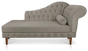 Divã Recamier Capitonê Mônaco 165 cm Suede Marrom Rato Pés Chanfrado- D'Rossi