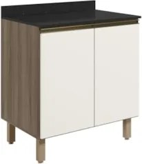 Balcão para Cooktop Com Tampo 80cm Maly N03 Carvalho/Off White - Mpoze