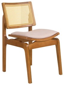 Cadeira de Jantar Atlântida Amêndoa e Linho Off White - WP 58384