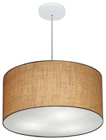 Lustre Pendente Cilíndrico Md-4242 Cúpula em Tecido 45x25cm Palha - Bivolt