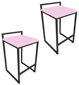 CONJUNTO 02 BANQUETAS PIETRA SUEDE ROSA