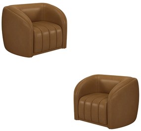 Kit 2 Poltronas Decorativas Sala de Estar Adam PU Caramelo G45 - Gran Belo