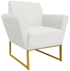Poltrona Dora Suede Base Metálica Dourado D'Rossi - Branco