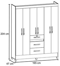 Guarda Roupa Casal Itatiba 6 Portas Castanho Wood - Moval