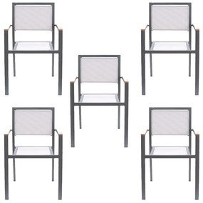 Kit 5 Cadeiras Área Externa com Tela Mesh Mangue de Alumínio Amêndoa/Bege G56 - Gran Belo