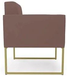 Poltrona Decorativa Base Industrial Dourado Ana Veludo Rosê - Ibiza