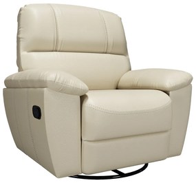 Poltrona do Papai Reclinável Giratória Armênia Glider Mecânico Couro Off White G40 - Gran Belo