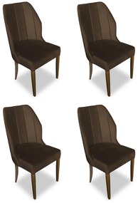 Kit 4 Cadeiras De Jantar Safira Suede Marrom