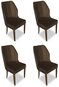 Kit 4 Cadeiras De Jantar Safira Suede Marrom