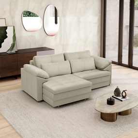 Sofá Retrátil Elétrico Sala de Estar Nolan Bipartido 250cm Conforto Premium em Couro OffWhite G58 - Gran Belo