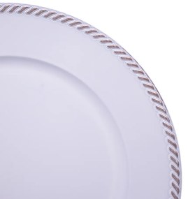 Sousplat Para Prato De Mesa Decorativo Branco Com Detalhes em Rose 33 cm - D'Rossi