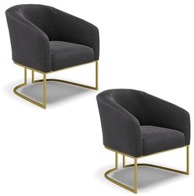 Poltrona Decorativa Industrial Dourado kit 2 Stella Bouclê D03 - D'Rossi - Grafite