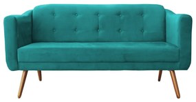 Namoradeira Bruna 1,60 m 3 Lugares Pés Palito Suede Azul Tiffany